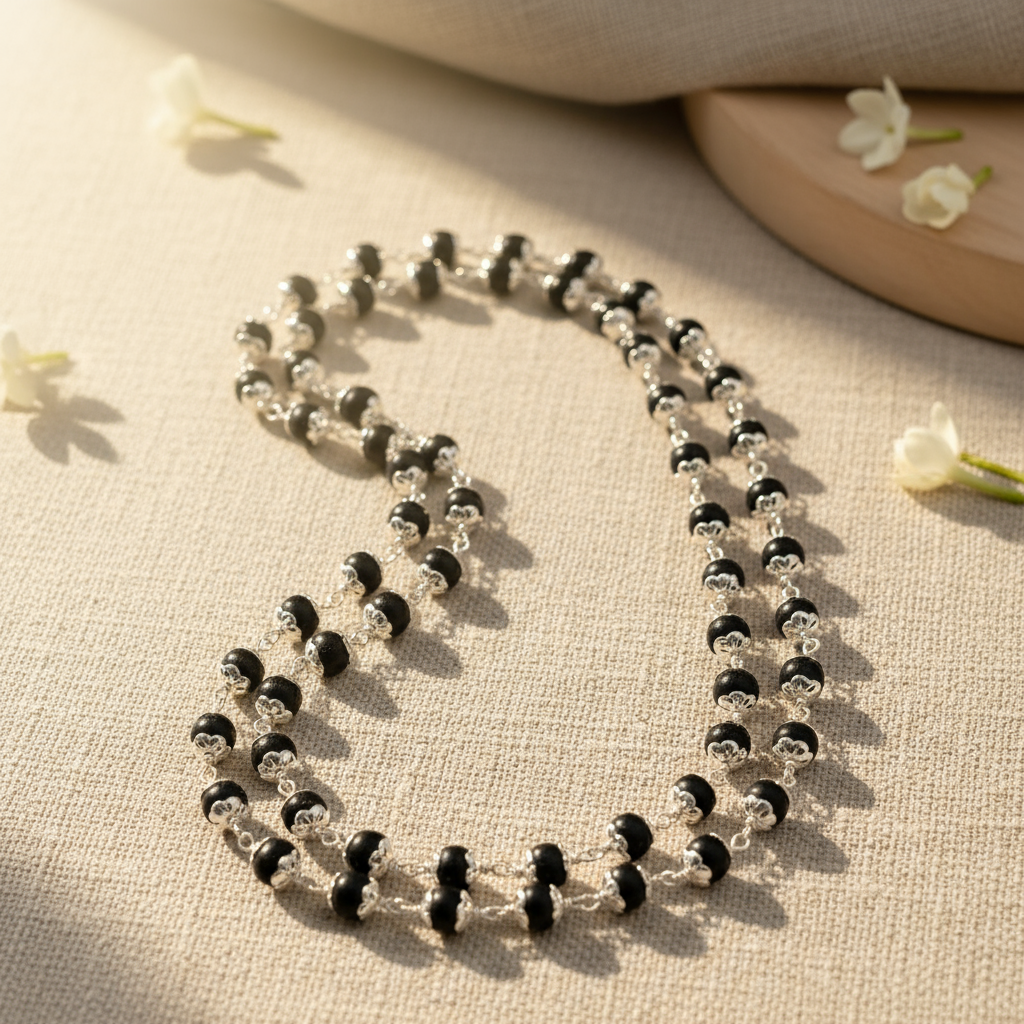 Silver Capped Karungali Malai