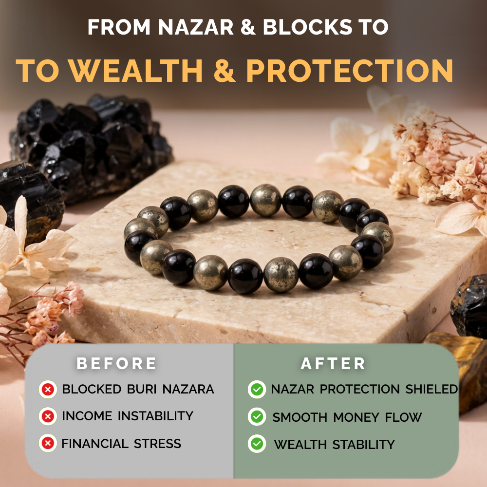 Richie Rich Bracelet with Pyrite & Black Obsidian Stone