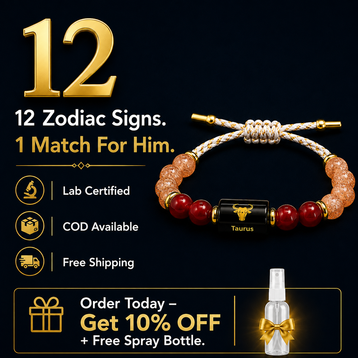 TAURUS (वृषभ) – Zodiac Rakhi Sunstone & Carnelian