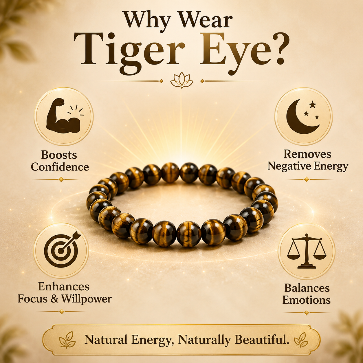 Tiger Eye Bracelet – AAA Quality Natural Crystal for Confidence & Protection