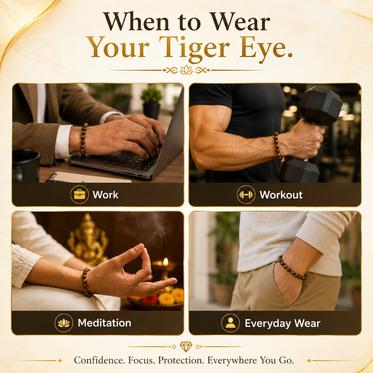 Tiger Eye Bracelet – AAA Quality Natural Crystal for Confidence & Protection