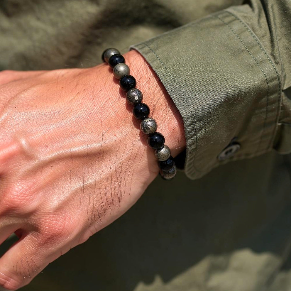 Richie Rich Bracelet with Pyrite & Black Obsidian Stone