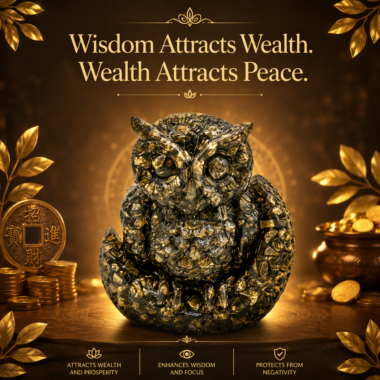 Pyrite Owl – Vastu Crystal for Wealth, Wisdom & Protection