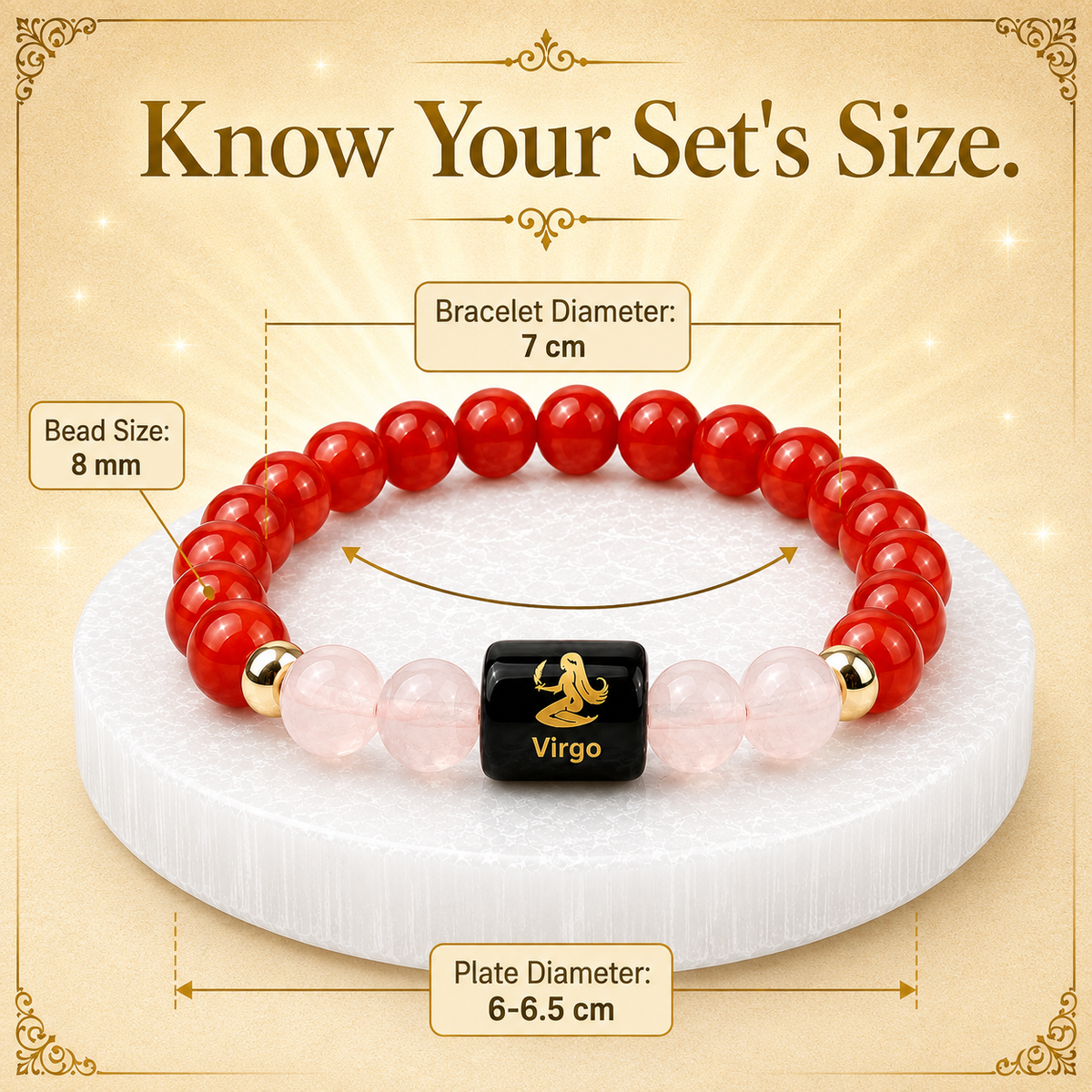 Virgo (कन्या राशि) Carnelian & Milky Quartz Crystal Zodiac Bracelet – For Calm Focus & Inner Confidence