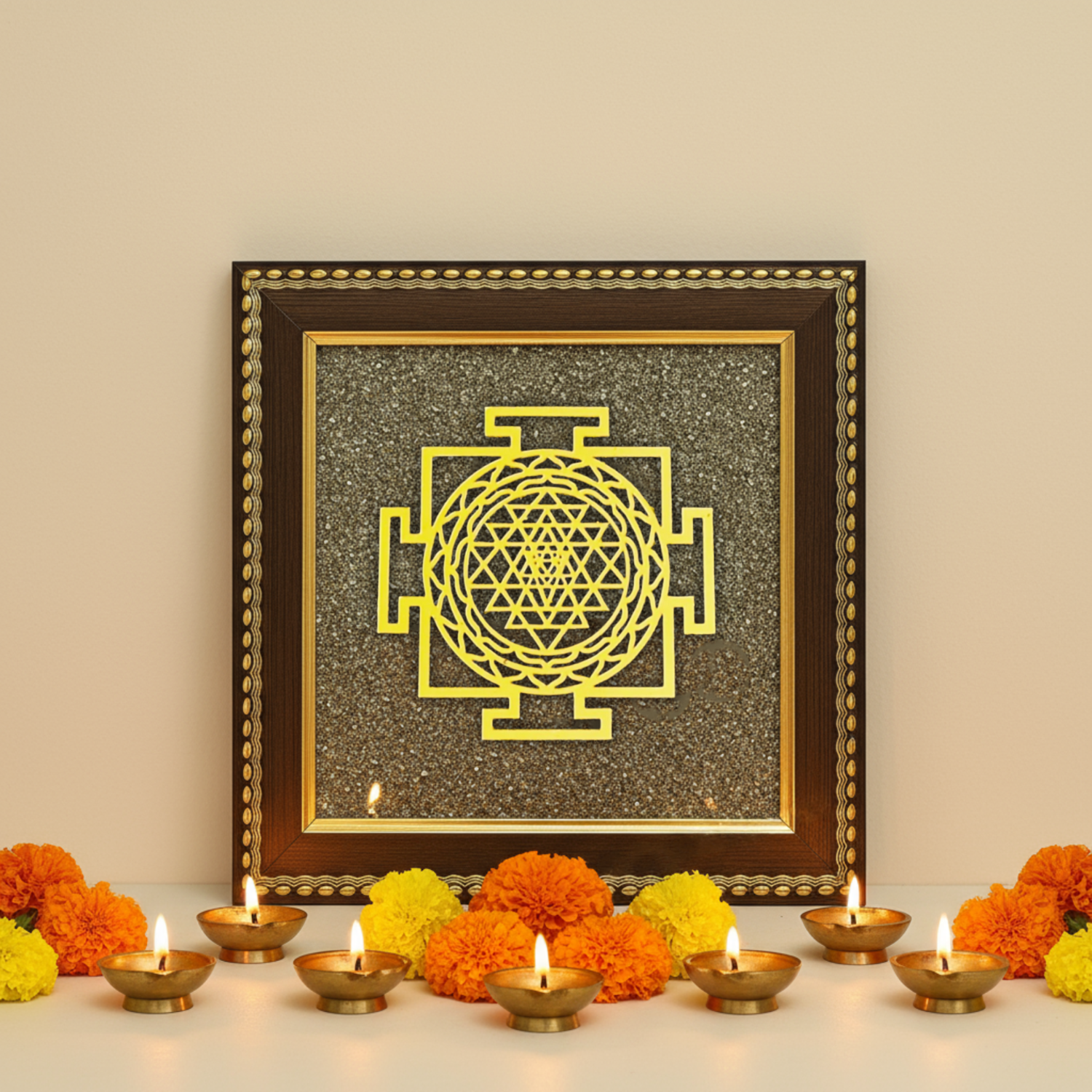 Shree Yantra on Raw Pyrite